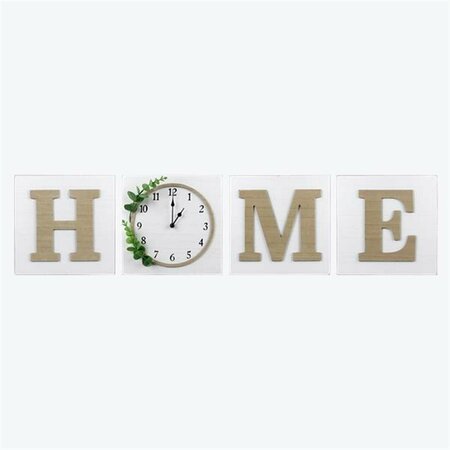 YOUNGS Wood Block Home Wall Clock & Sign - 4 Piece 20805